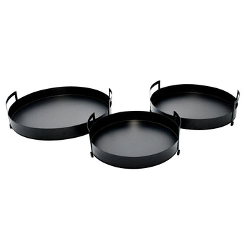 Metal Tray With Handles 15 / 17 / 18" (Set of 3) - Black