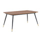 Messina - Modern Walnut And Metal Dining Room Table - Black Matte / Gold