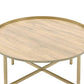 Mithea - Coffee Table - Oak Table Top & Gold Finish