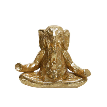 Polyresin Meditating Elephant 8" - Gold