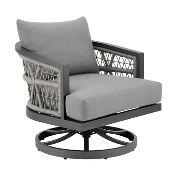 Zella - Outdoor Patio Swivel Armchair - Light Gray / Earl Gray