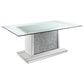 Marilyn - Pedestal Rectangle Glass Top Dining Table - Mirror