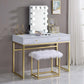 Coleen - Vanity Desk - White & Brass Finish