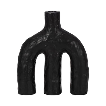 9" Volcano Texture Double Arched Taper Holder - Black