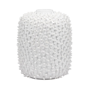 Stoneware 13" Hand Made Dot Vase - White