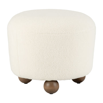 Round Ottoman With Ball Feet - Beige