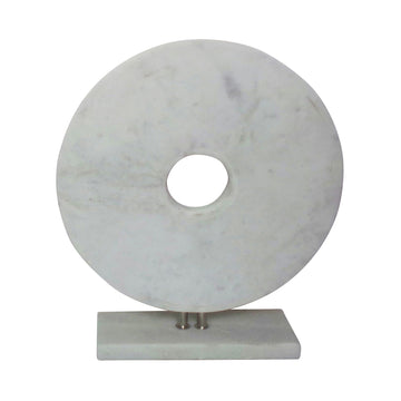 Marble Disk With Base 16" - White