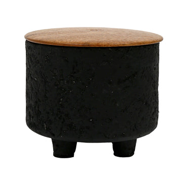 7 Oz Balsam & Myrrh Footed Candle With Lid 4" - Black