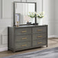 Kieran - 6-Drawer Dresser With Mirror - Gray