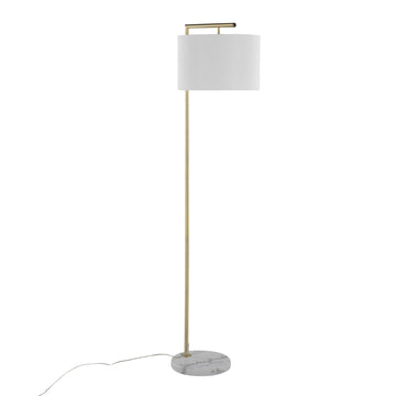 Fran - Floor Lamp - Gold Metal, White Marble, And White Linen Shade