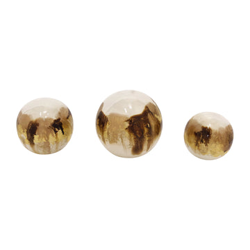 Metal 4/5/6" Galaxy Orbs (Set of 3) - Pearl/Gold