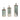 15" / 19" / 23" Nandita Teal Glass Bottles (Set of 3) - Green