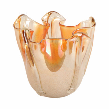 Bartoli Small Artisan Blown Glass Vase 9" - Orange