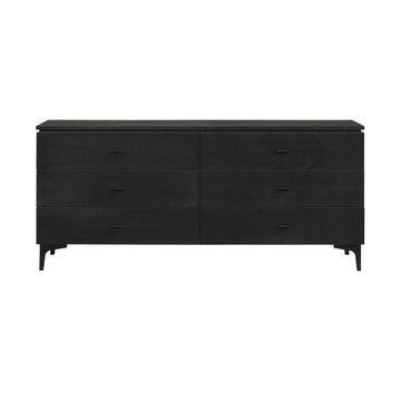 Legend - Veneer 6 Drawer Dresser With Metal Legs - Black Glaze Ash