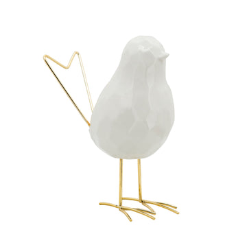 Bird Statuette 8" - White