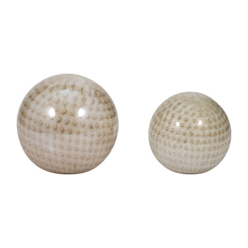 5" / 6" Meira Swirl Spheres (Set of 2) - Ivory / Beige