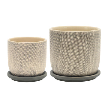 Mesh Planter With Saucer 5 / 6" (Set of 2) - Gray