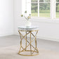 Elise - Round Mirror Top Stainless Steel End Table - Gold