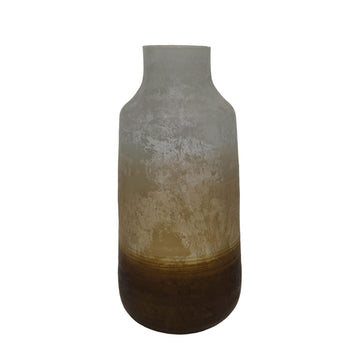 Gold Ombre Glass Vase 15" - White / Gold