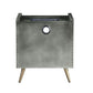 Doris - Nightstand - Gray Top Grain Leather & Aluminum