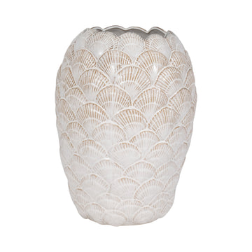 17" Seashells Vase - White