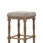 Farsiris - Stool (Set of 2) - Beige Fabric & Weathered Oak Finish