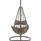 Uzae - Patio Swing Chair - Gray Fabric & Charcaol Wicker