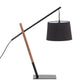 Archer - Table Lamp - Black Metal, Walnut Wood, And Black Linen Shade