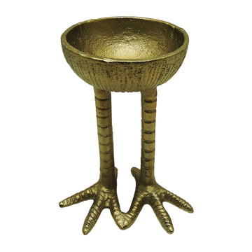 Metal 7" Bowl On Bird Feet - Gold