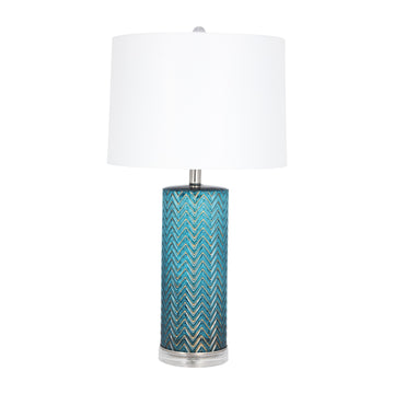 Glass 28" Chevron Table Lamp - Blue