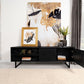 Marsden - 2 Door Mango Wood TV Stand - Charcoal Black