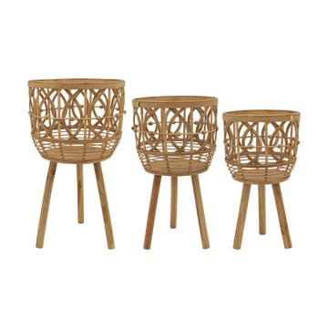 Bamboo Planters 11 / 13 / 15" (Set of 3) - Natural