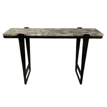Rolla Smoky Quartz Top Console Table - Bronze