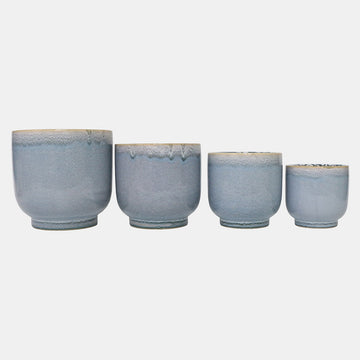 5" / 6" / 7" / 8" Reactive Finish Planters (Set of 4) - Blue