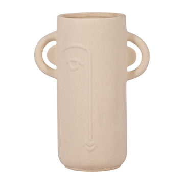 Face Vase With Handles - Ivory / Beige