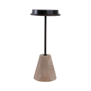 Nerine Pressed Glass Accent Table - Tan