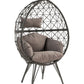 Aeven - Patio Lounge Chair - Light Gray Fabric & Black Wicker