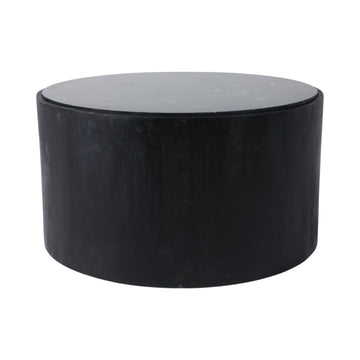 Marble Inlay Round Coffee Table - Black / Gray