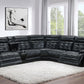 Hewitt - Leather Upholstered Power Reclining Sectional - Black