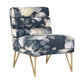 Kelly - Floral Velvet Chair - Dark Gray