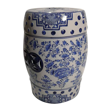 Chinoiserie Stool - Blue / White