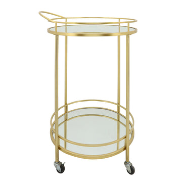 Metal Round 2-Layered Bar Cart 32" - Gold