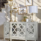 Mckellen - 4 Door Wood Trellis Accent Cabinet - Distressed White
