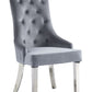 Satinka - Side Chair (Set of 2) - Gray Fabric & Mirrored Silver Finish