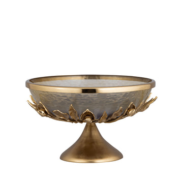 13" Eaves Glass And Metal Bowl - Gold