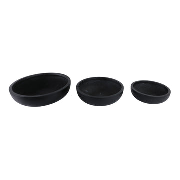 13" / 17" / 21" Low Bowl Planters (Set of 3) - Black