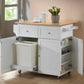 Jalen - 3-Door Kitchen Cart With Casters - Natural Brown And White