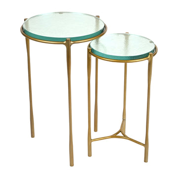 Lauro Bronze Recycled Glass Accent Table 26" (Set of 2) - Bronze