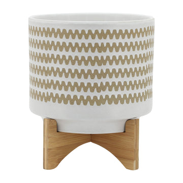 Zig-zag Planter With Stand 10" - White