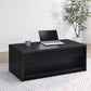 Knapp - Lift Top Cocktail Coffee Table With Dual Drawers - Black